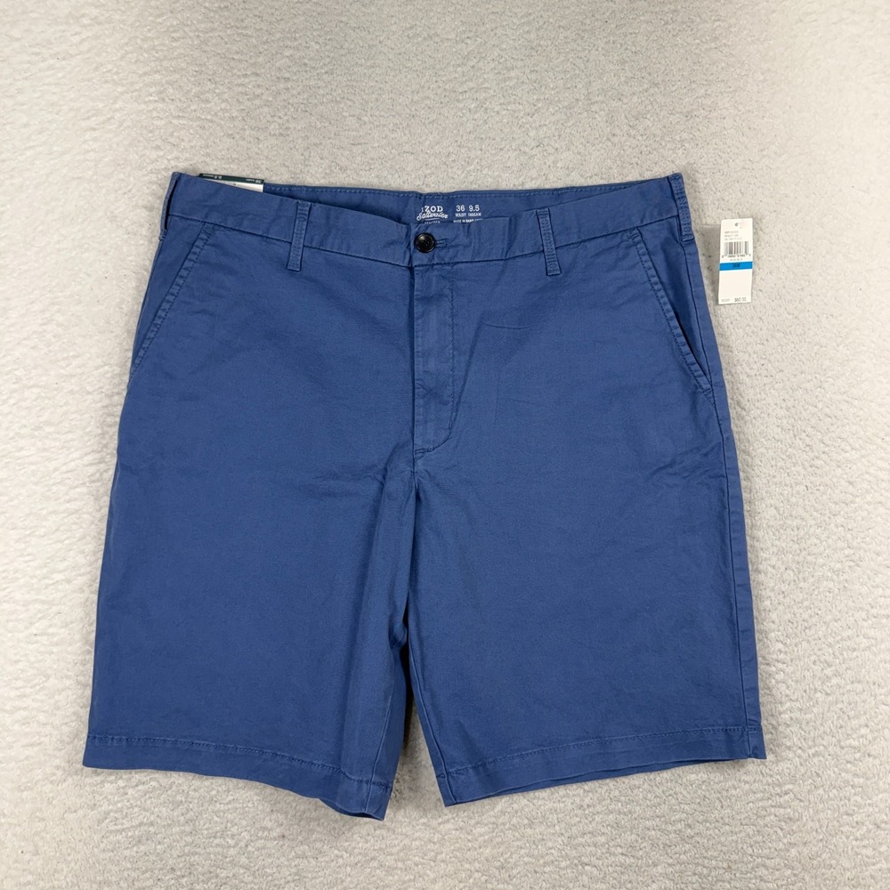 IZOD Men's Size 36 (W37) Saltwater Stretch Chino Shorts 9.5-inch Inseam Blue NWT